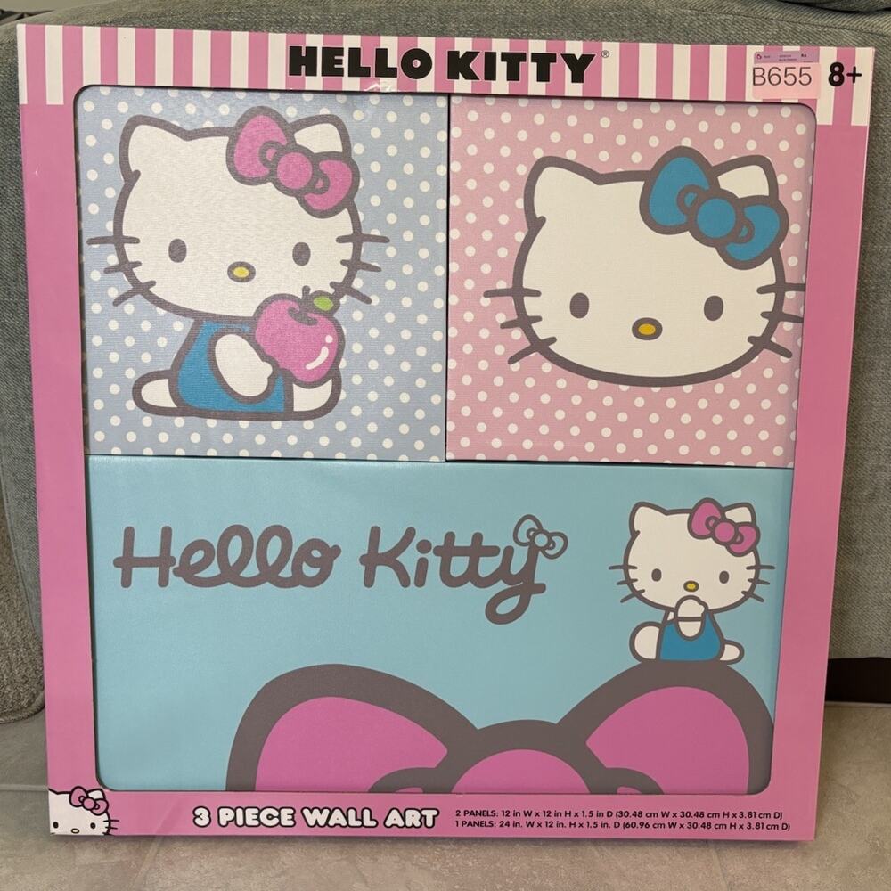 Hello Kitty Pink Girly 3 Piece Wall Art